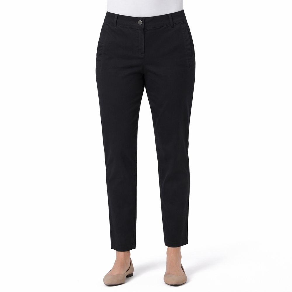 Eileen Fisher Organic Cotton Straight Leg Pants Black Size Small